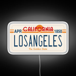 Los Angeles California License Plate RGB neon sign white 