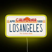 Load image into Gallery viewer, Los Angeles California License Plate RGB neon sign yellow