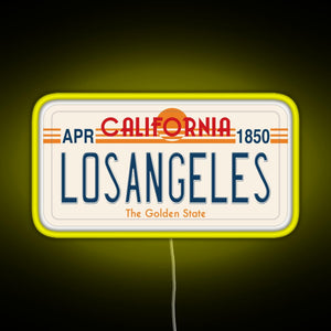 Los Angeles California License Plate RGB neon sign yellow