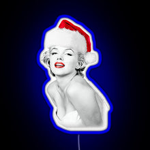 Load image into Gallery viewer, Marilyn Monroe Christmas Santa Marilyn RGB neon sign blue