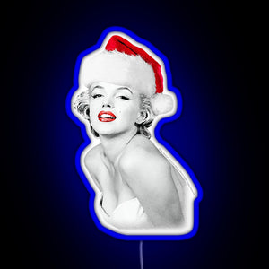 Marilyn Monroe Christmas Santa Marilyn RGB neon sign blue