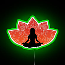 Load image into Gallery viewer, Meditating in a Lotus Pose RGB neon sign green