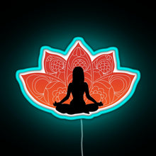 Load image into Gallery viewer, Meditating in a Lotus Pose RGB neon sign lightblue 