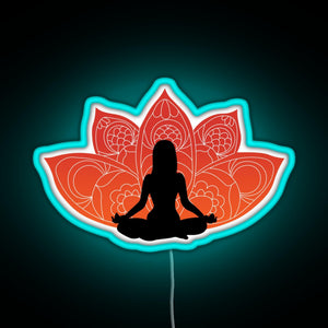 Meditating in a Lotus Pose RGB neon sign lightblue 