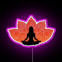 Load image into Gallery viewer, Meditating in a Lotus Pose RGB neon sign  pink