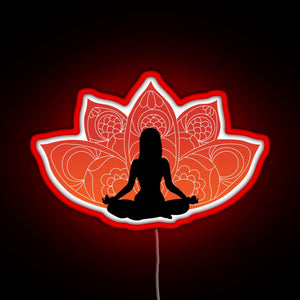Meditating in a Lotus Pose RGB neon sign red