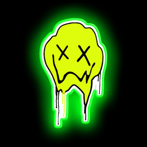 Melting smiley face neon sign