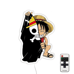 Luffy flag hat led wall sign
