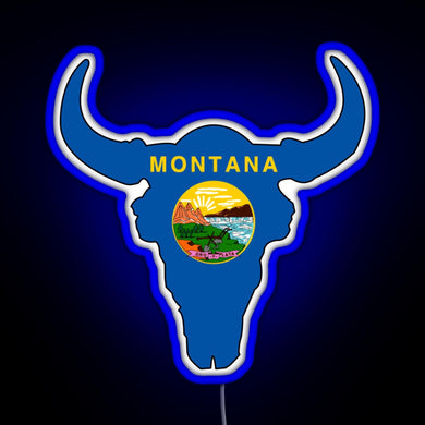 Montana Bison RGB neon sign blue