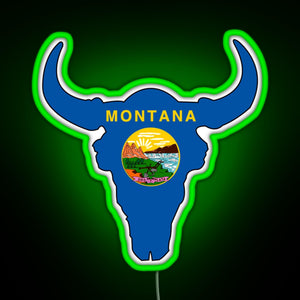 Montana Bison RGB neon sign green