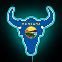 Load image into Gallery viewer, Montana Bison RGB neon sign lightblue 