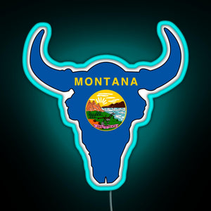 Montana Bison RGB neon sign lightblue 