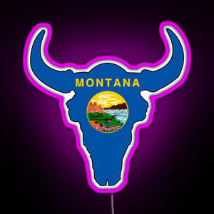 Montana Bison RGB neon sign  pink