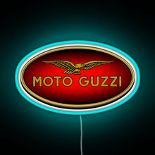 Load image into Gallery viewer, Moto Guzzi Logo Type 1 Colour RGB neon sign lightblue 