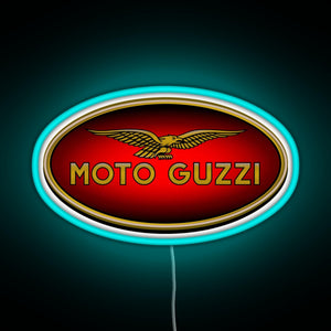 Moto Guzzi Logo Type 1 Colour RGB neon sign lightblue 