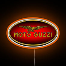 Load image into Gallery viewer, Moto Guzzi Logo Type 1 Colour RGB neon sign orange