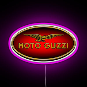 Moto Guzzi Logo Type 1 Colour RGB neon sign  pink
