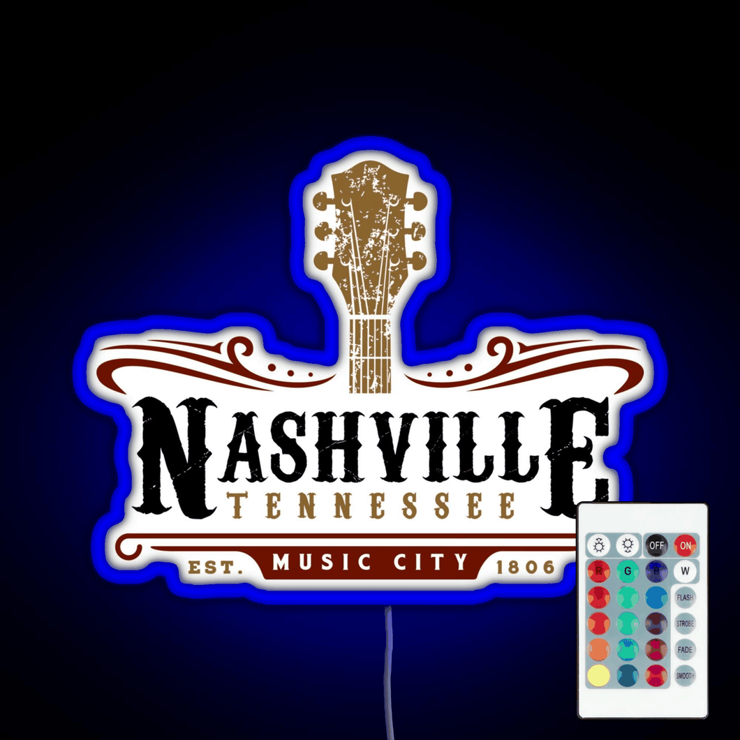 Nashville Tennessee Music City USA America Gift RGB neon sign remote