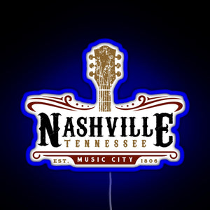 Nashville Tennessee Music City USA America Gift RGB neon sign blue