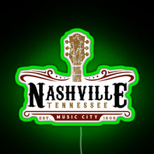 Load image into Gallery viewer, Nashville Tennessee Music City USA America Gift RGB neon sign green
