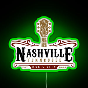 Nashville Tennessee Music City USA America Gift RGB neon sign green
