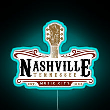 Load image into Gallery viewer, Nashville Tennessee Music City USA America Gift RGB neon sign lightblue 