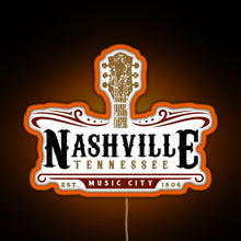 Load image into Gallery viewer, Nashville Tennessee Music City USA America Gift RGB neon sign orange