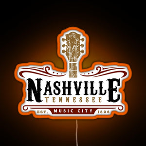 Nashville Tennessee Music City USA America Gift RGB neon sign orange