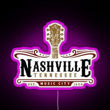 Load image into Gallery viewer, Nashville Tennessee Music City USA America Gift RGB neon sign  pink