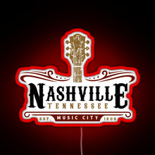 Load image into Gallery viewer, Nashville Tennessee Music City USA America Gift RGB neon sign red