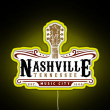 Load image into Gallery viewer, Nashville Tennessee Music City USA America Gift RGB neon sign yellow