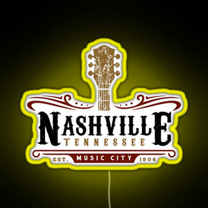 Nashville Tennessee Music City USA America Gift RGB neon sign yellow