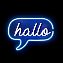 Load image into Gallery viewer, Blue neon sign - German hallo hello