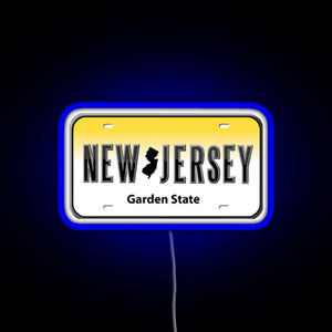New Jersey License Plate RGB neon sign blue