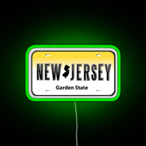 New Jersey License Plate RGB neon sign green