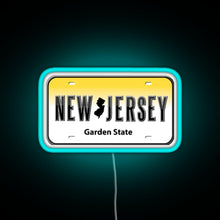 Load image into Gallery viewer, New Jersey License Plate RGB neon sign lightblue 