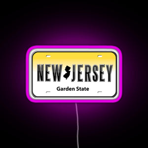 New Jersey License Plate RGB neon sign  pink
