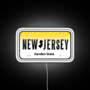 New Jersey License Plate RGB neon sign white 
