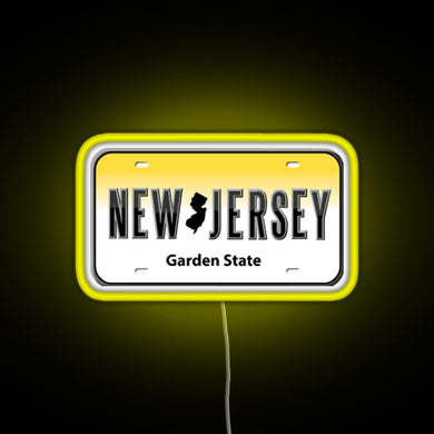 New Jersey License Plate RGB neon sign yellow