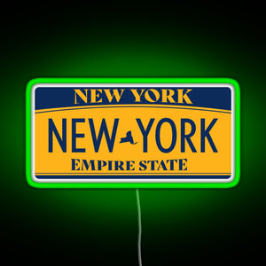 New York License Plate Sticker RGB neon sign green