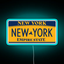 Load image into Gallery viewer, New York License Plate Sticker RGB neon sign lightblue 
