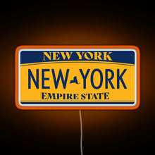 Load image into Gallery viewer, New York License Plate Sticker RGB neon sign orange