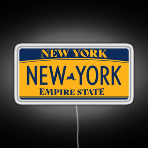 New York License Plate Sticker RGB neon sign white 