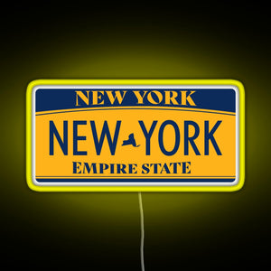 New York License Plate Sticker RGB neon sign yellow