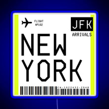 Load image into Gallery viewer, New York Mini Boarding Pass RGB neon sign blue