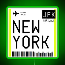 Load image into Gallery viewer, New York Mini Boarding Pass RGB neon sign green