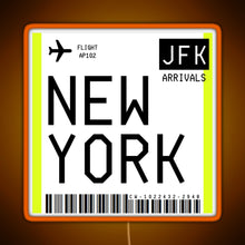 Load image into Gallery viewer, New York Mini Boarding Pass RGB neon sign orange