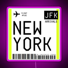 Load image into Gallery viewer, New York Mini Boarding Pass RGB neon sign  pink