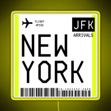 Load image into Gallery viewer, New York Mini Boarding Pass RGB neon sign yellow