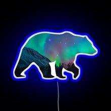 Load image into Gallery viewer, Northern Lights Bear RGB neon sign blue